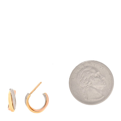 Cartier 18K Pink Yellow White Gold Small Trinity Hoop Earrings 2 of 4