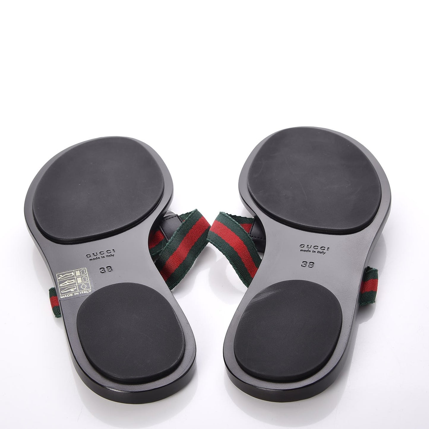 Nylon Guccissima Web Womens Thong Sandals 38 Green Red Black