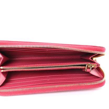Prada Saffiano Triangle Zip Around Wallet Peonia 5 of 10
