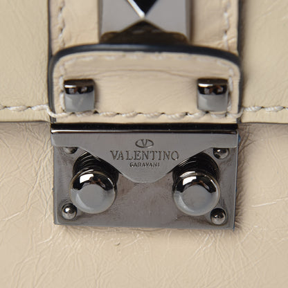 Valentino Garavani Craquele Calfskin Medium Glam Lock Rockstud Flap Light Ivory 9 of 12