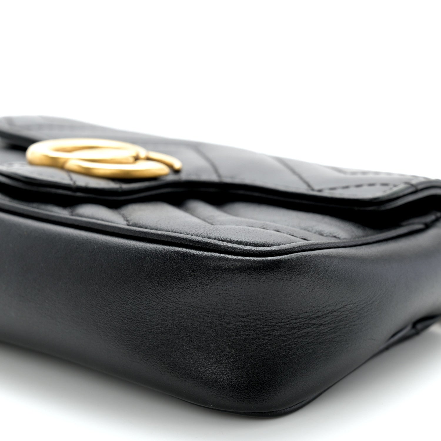 Gucci Calfskin Matelasse Super Mini GG Marmont Shoulder Bag Black 10 of 11