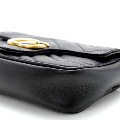 Gucci Calfskin Matelasse Super Mini GG Marmont Shoulder Bag Black 10 of 11