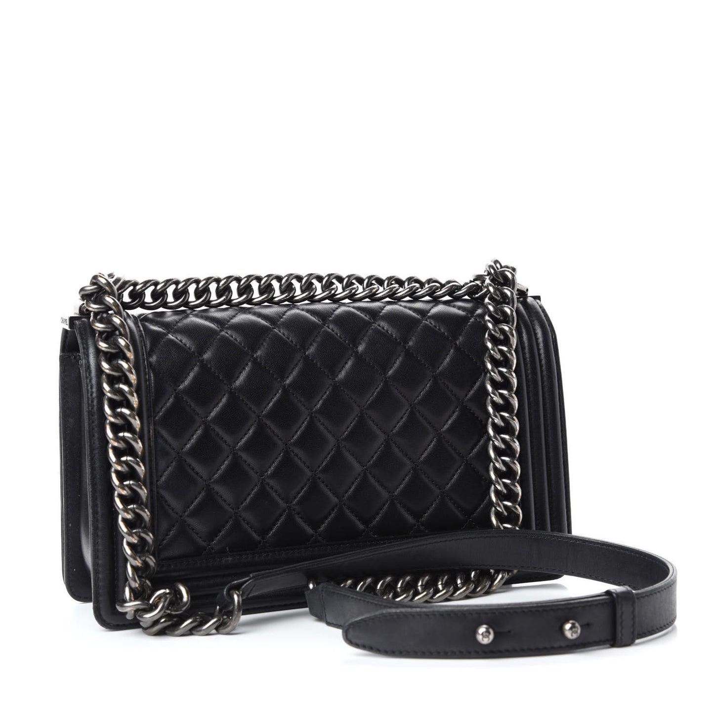Lambskin Quilted Medium Boy Flap Black