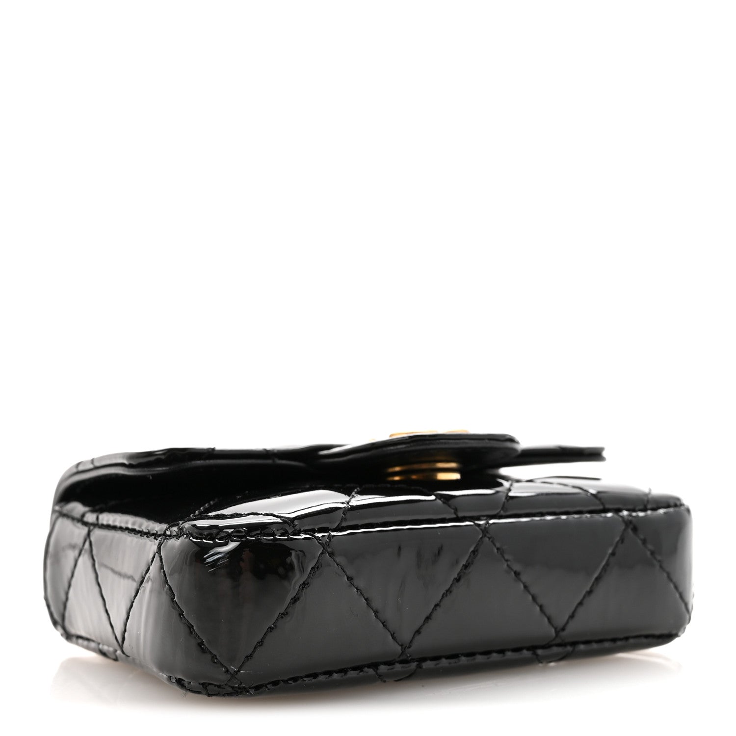 Chanel Patent Enamel Quilted Coco Hearts Clutch With Chain Black 4 of 12