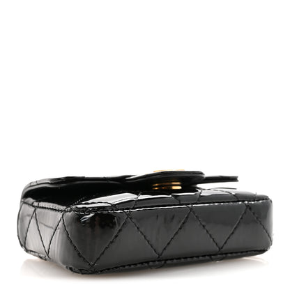 Chanel Patent Enamel Quilted Coco Hearts Clutch With Chain Black 4 of 12