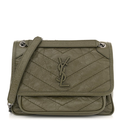 Saint Laurent Crinkled Lambskin Matelasse Monogram Baby Niki Chain Satchel Seawood 1 of 11