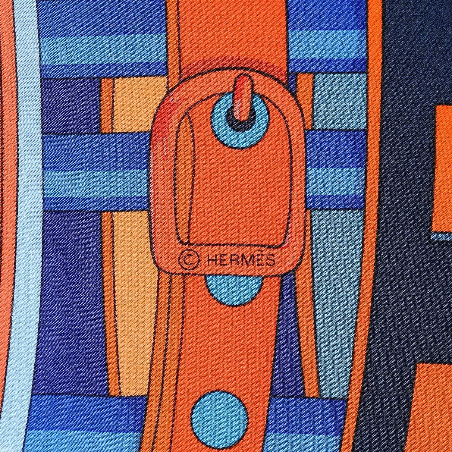 Hermes Silk Colliers de Chiens Giant Scarf 140 Indigo Orange Cobalt 6 of 7