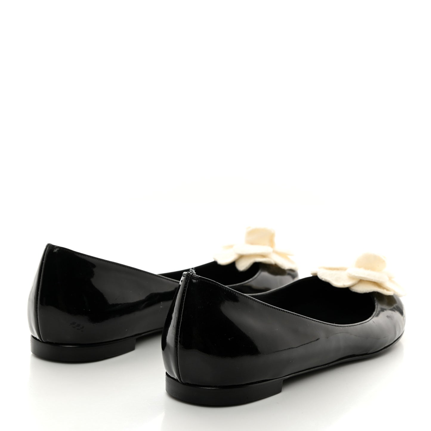 Patent Camellia Ballerina Flats 39.5 Black