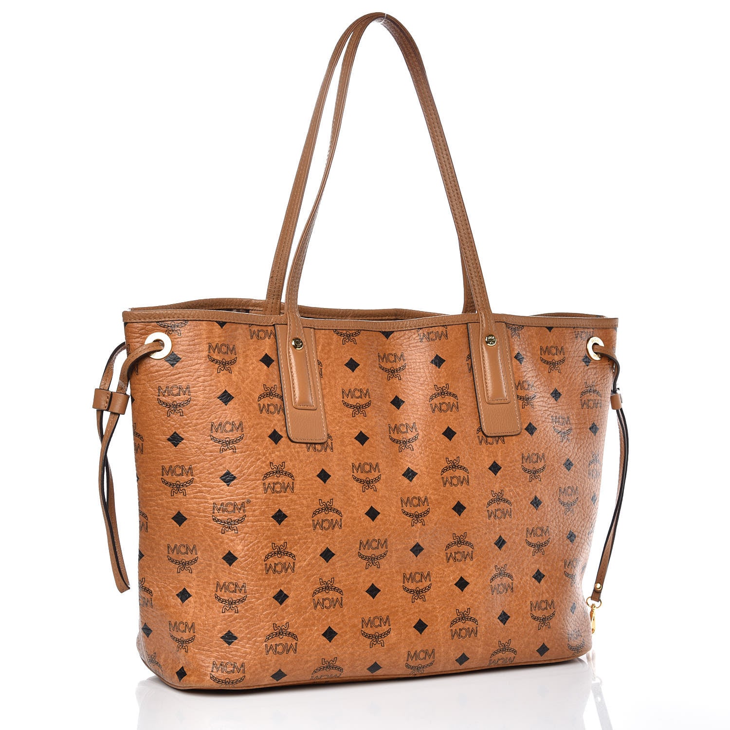 MCM Visetos Medium Liz Reversible Shopper Tote Cognac 4 of 17