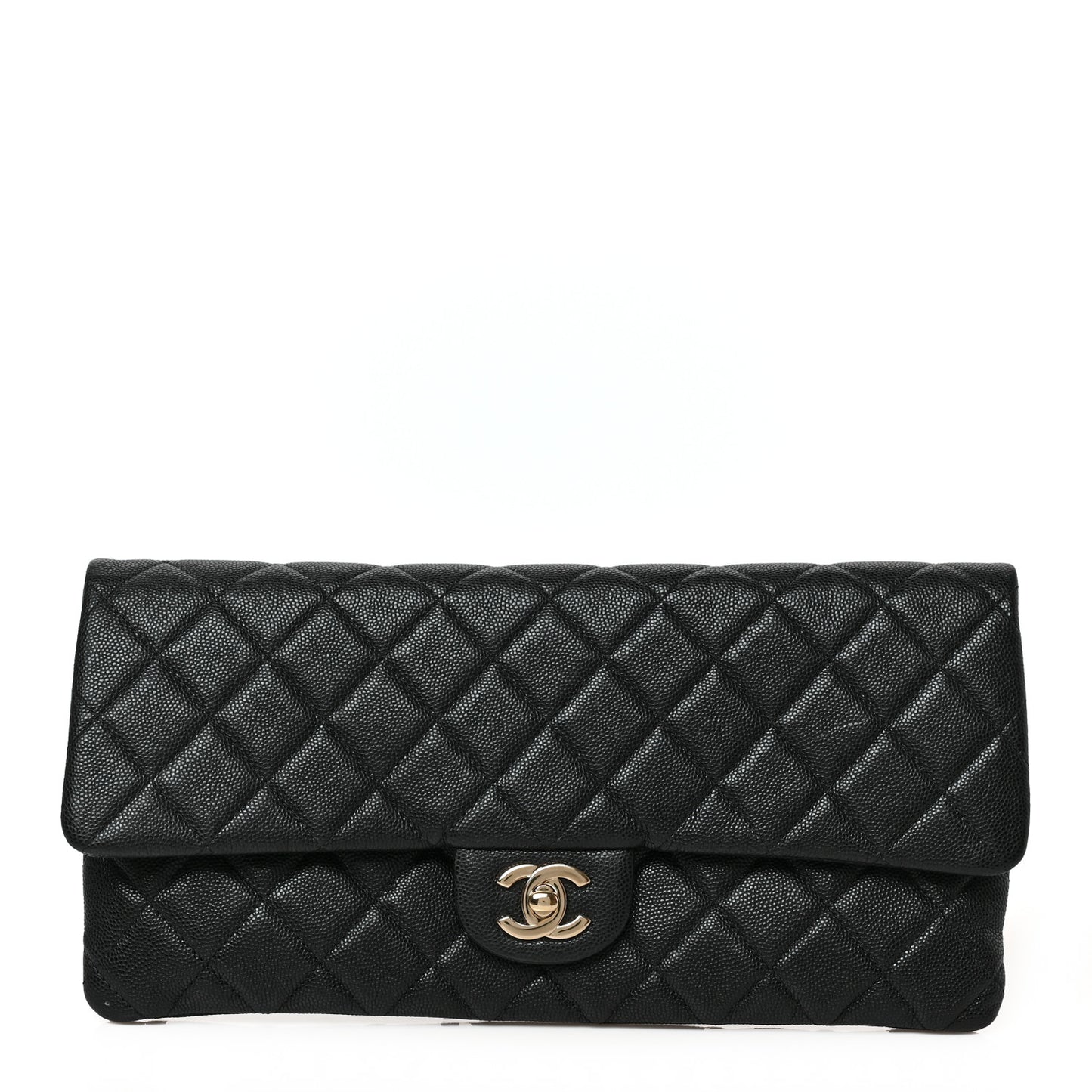 Caviar Quilted Flap Clutch Black
