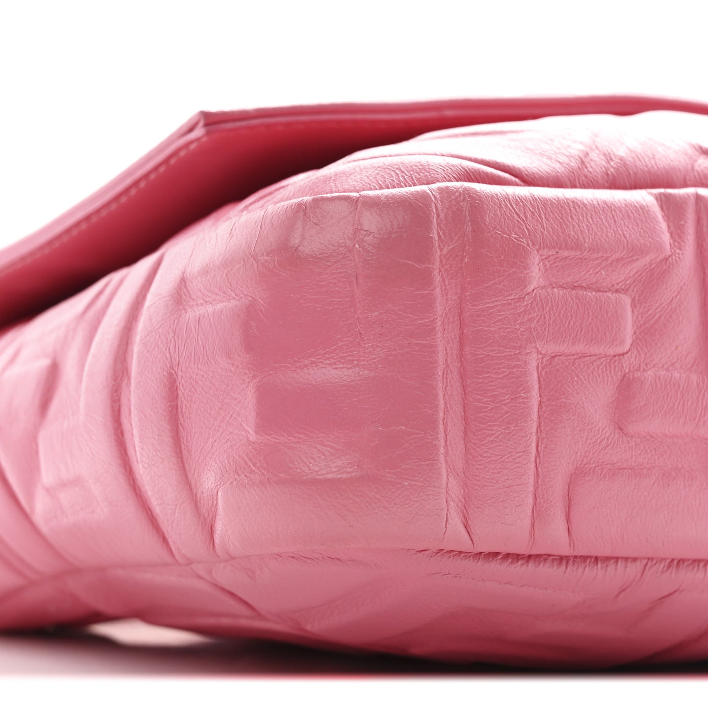 Nappa FF 1974 Embossed Large Baguette Rosa Fluo
