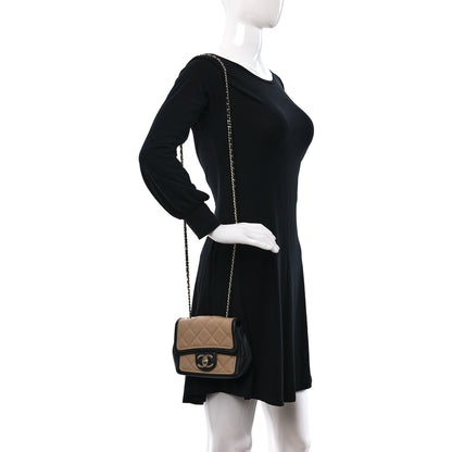 Chanel Lambskin Quilted Graphic Mini Flap Bag Beige Black 2 of 11