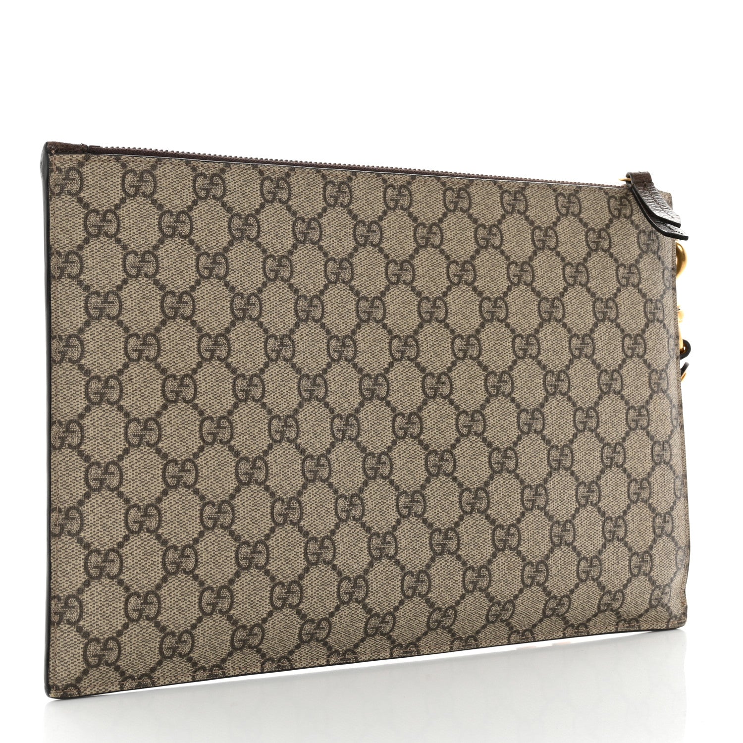 Gucci GG Supreme Monogram Neo Vintage Zip Wristlet Pouch Beige New Acero Crop 4 of 10