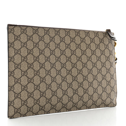 Gucci GG Supreme Monogram Neo Vintage Zip Wristlet Pouch Beige New Acero Crop 4 of 10