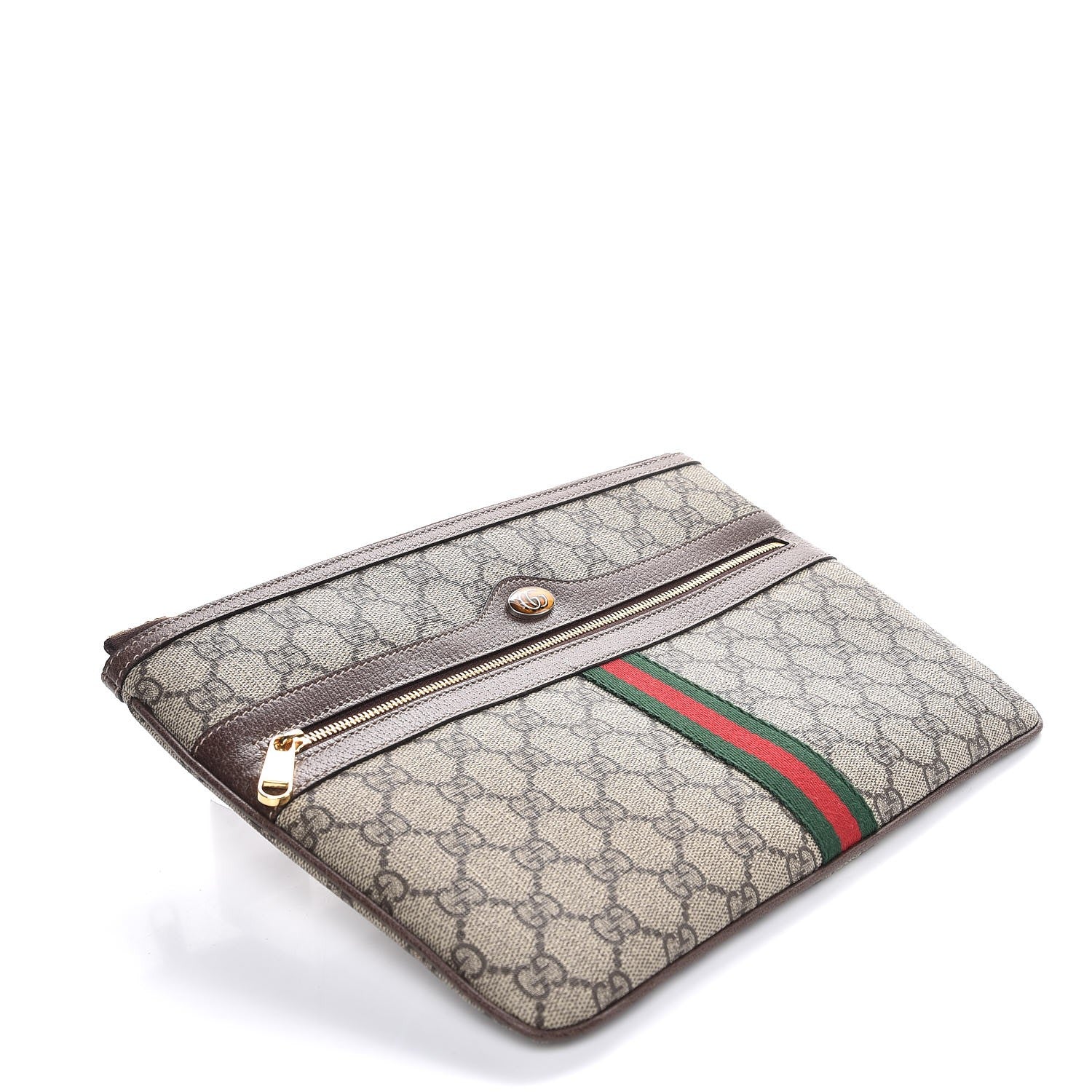 Gucci GG Supreme Monogram Large Ophidia Pouch Clutch Brown 4 of 7