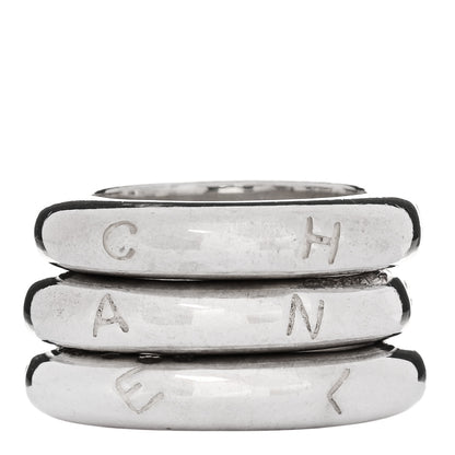 Chanel Sterling Silver Logo Set of 3 Stacking Rings 52 6 1 of 5