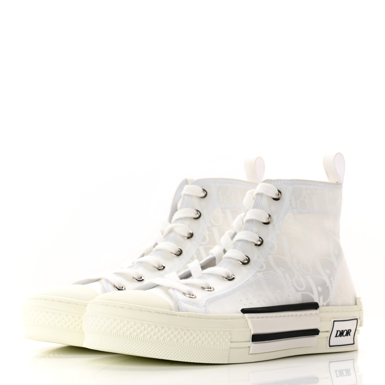 Christian Dior Technical Canvas Oblique Mens B23 High Top Sneakers 38 White 4 of 17