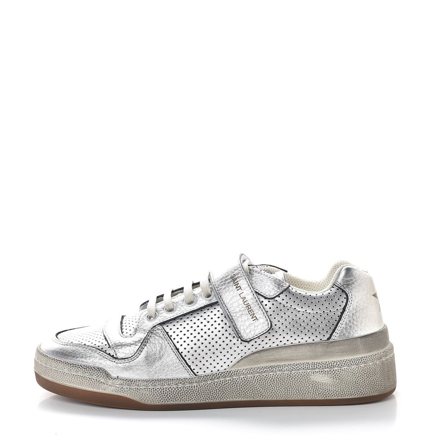 Calfskin Perforated Womens SL24 Sneakers 38 Argento