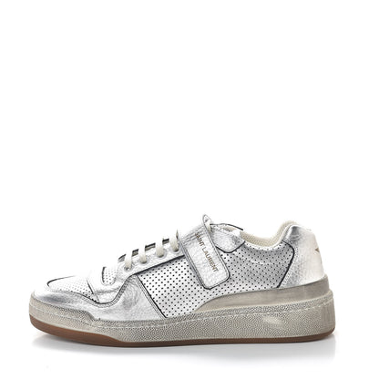 Saint Laurent Calfskin Perforated Womens SL24 Sneakers 38 Argento 1 of 11