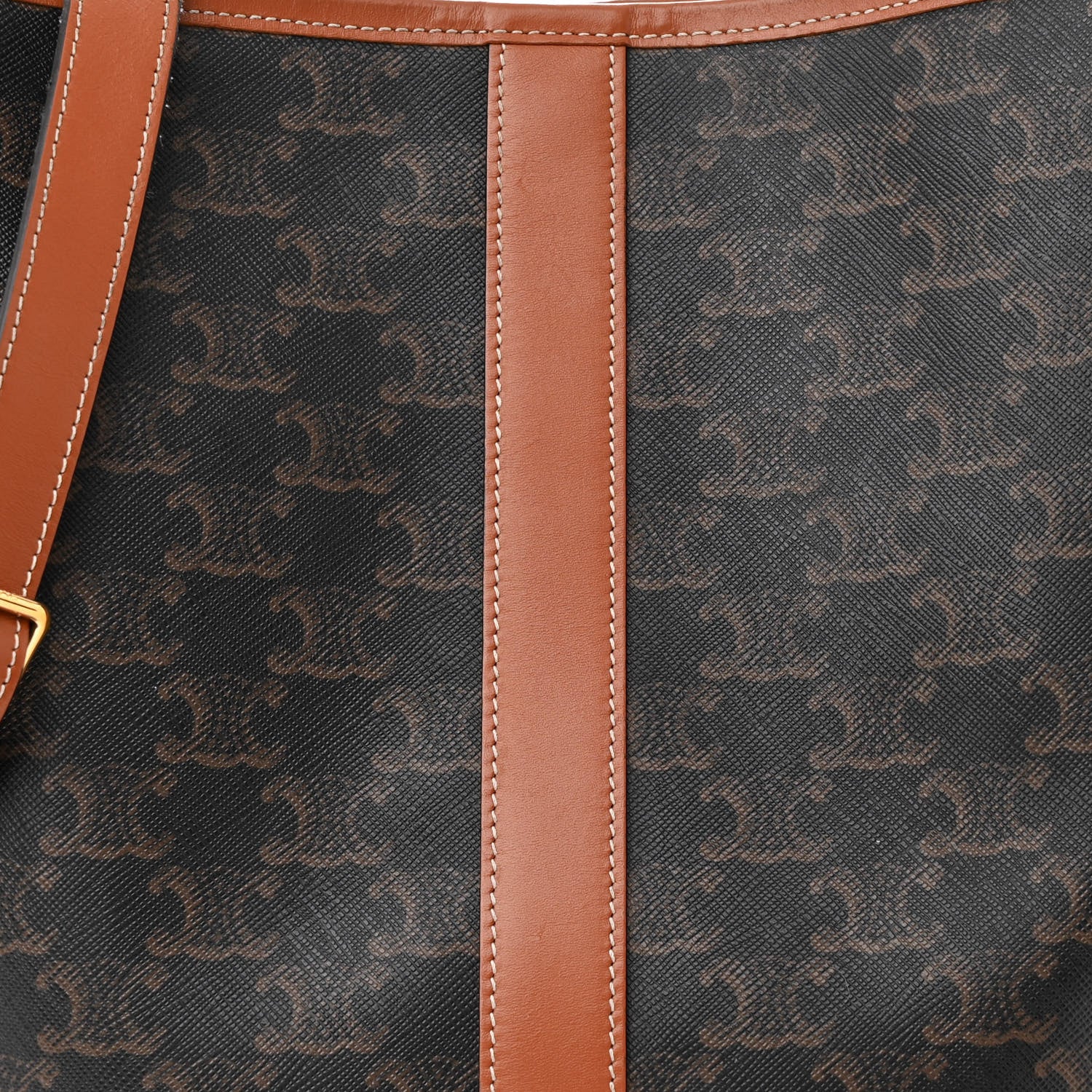 Celine Triomphe Canvas Calfskin Medium Bucket Bag Tan 9 of 20