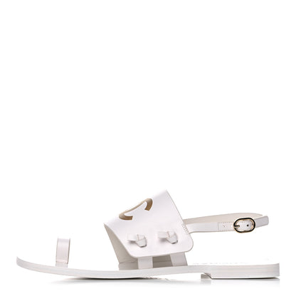 Chanel Goatskin CC Sandals 39 White 1 of 10