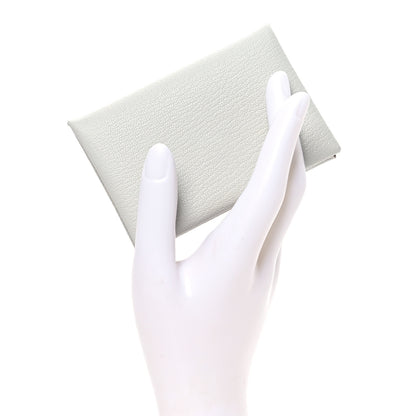 Hermes Chevre Mysore Calvi Card Case Gris Perle 2 of 8
