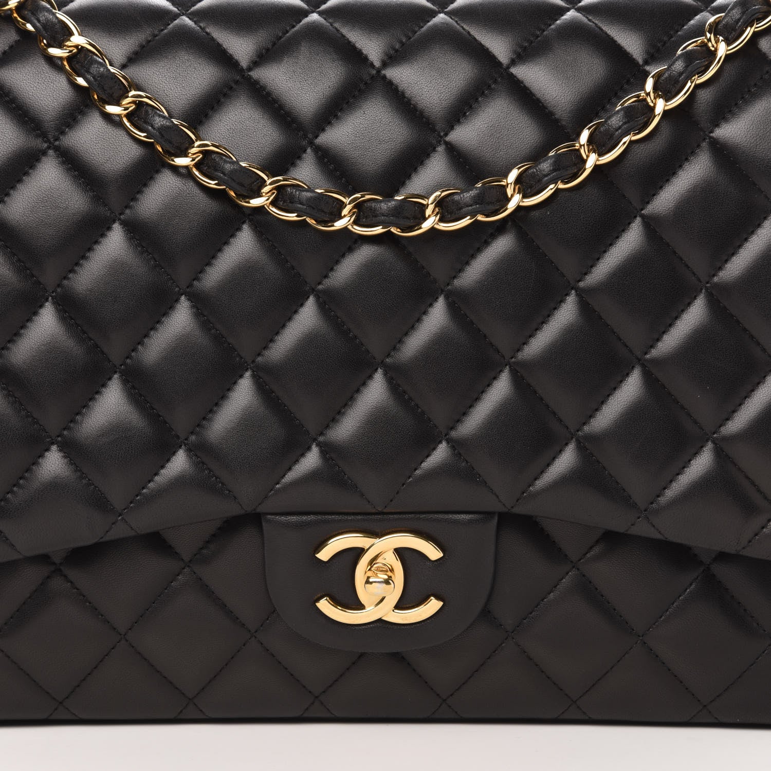 Chanel Lambskin Quilted Maxi Double Flap Black 10 of 12