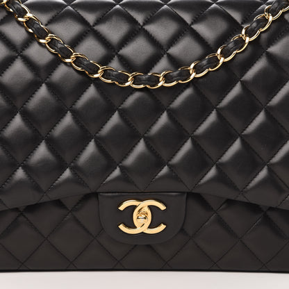 Chanel Lambskin Quilted Maxi Double Flap Black 10 of 12