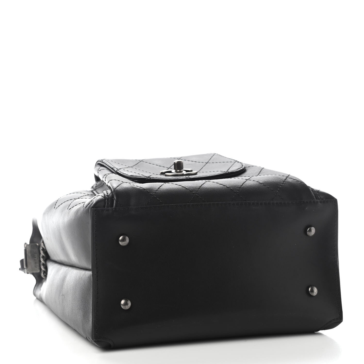Chanel Calfskin Stitched Medium Urban Luxury Drawstring Backpack Black 4 of 9