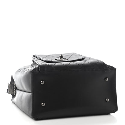 Chanel Calfskin Stitched Medium Urban Luxury Drawstring Backpack Black 4 of 9