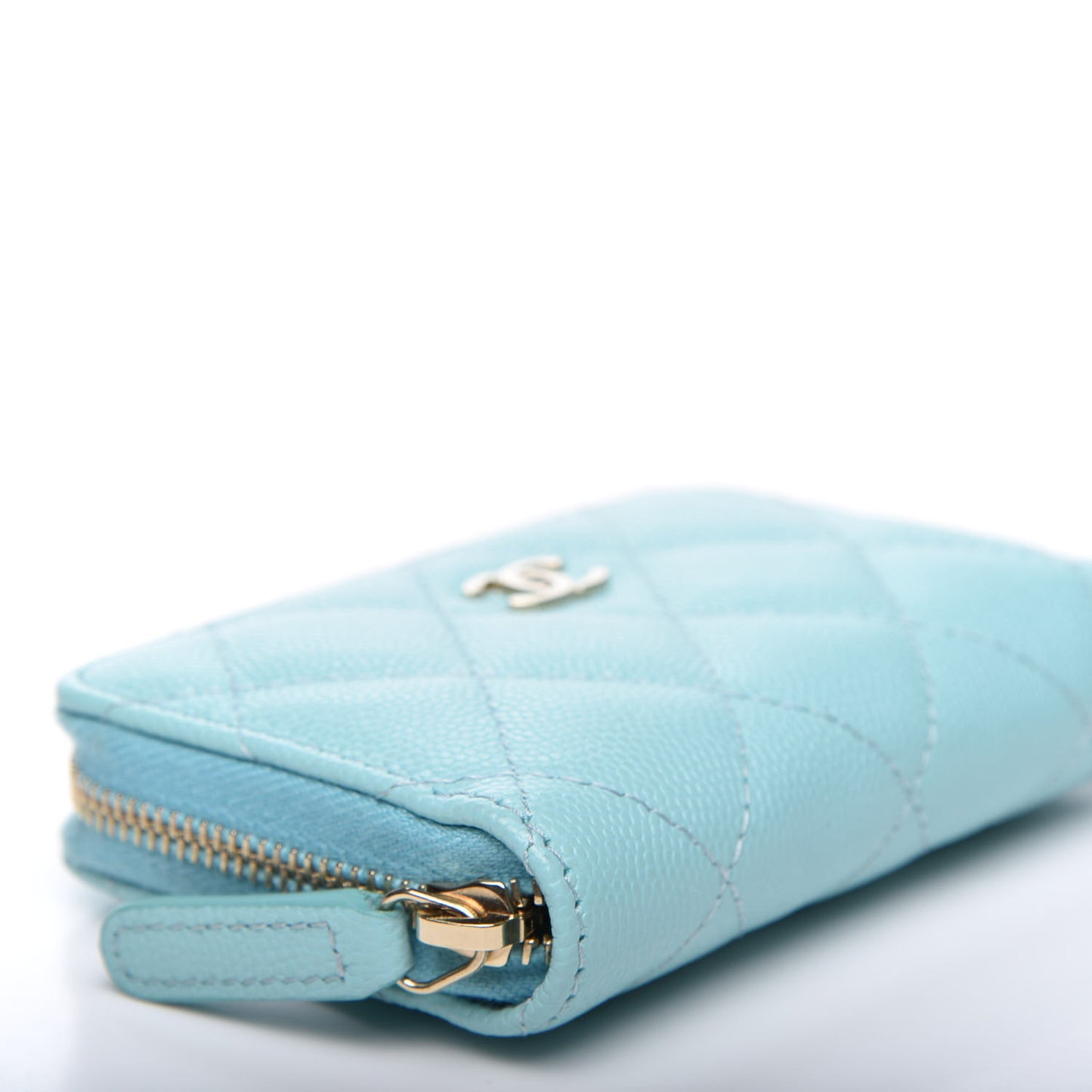 Caviar Quilted Zip Coin Purse Light Blue
