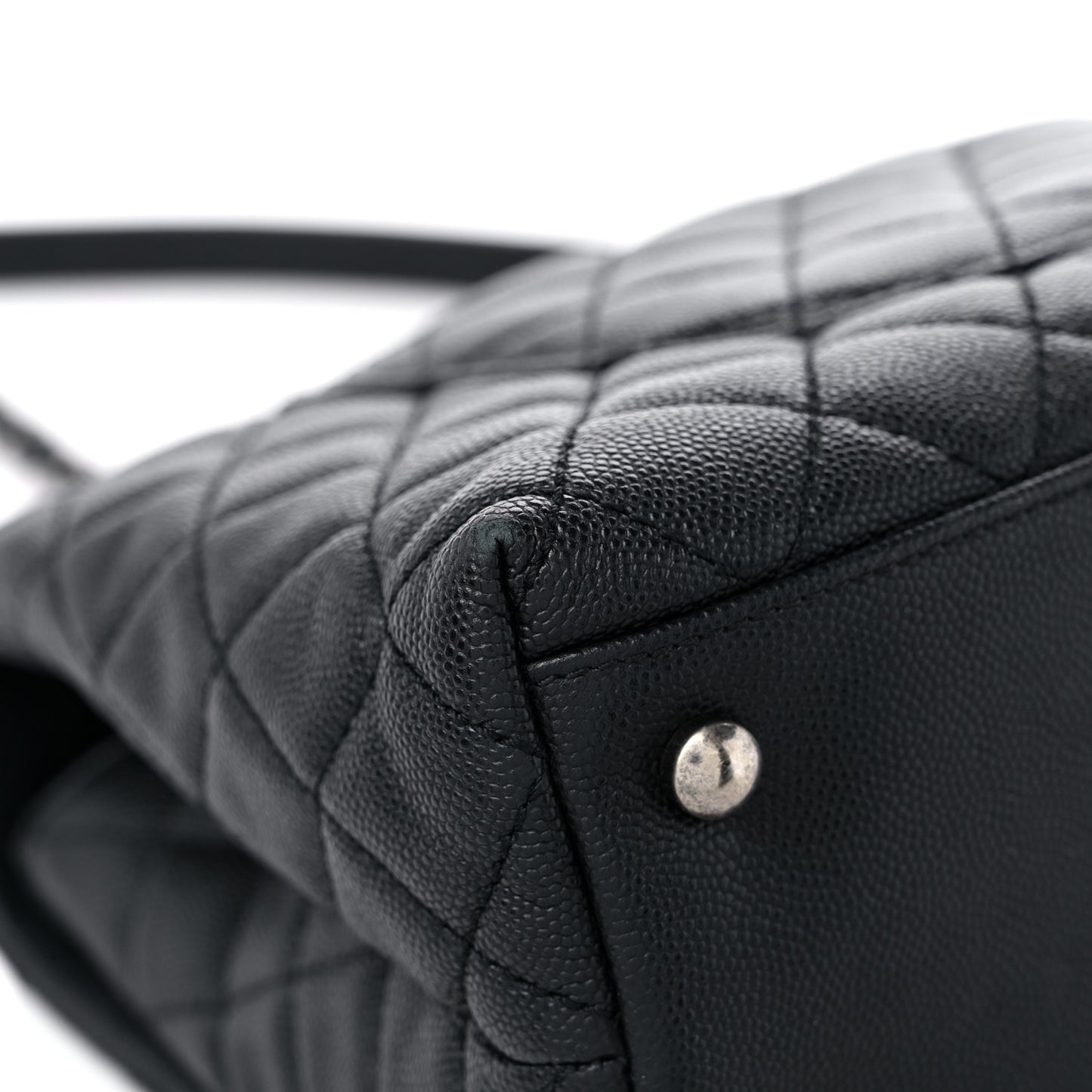 Caviar Lizard Embossed Quilted Small Coco Handle Flap Black