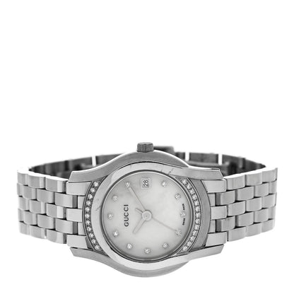Gucci Stainless Steel Diamond Bezel Mother of Pearl 27mm 5500L Quartz Watch 2 of 4