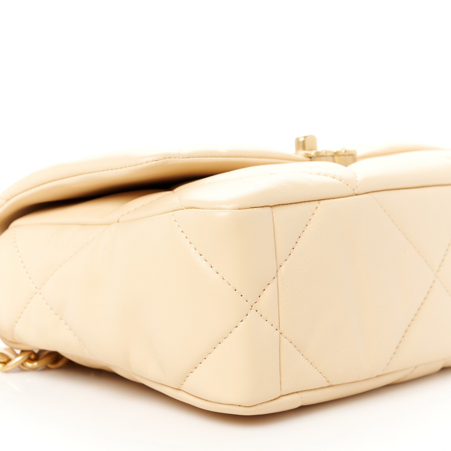 Chanel Shiny Goatskin Quilted Medium Chanel 19 Flap Beige 9 of 11