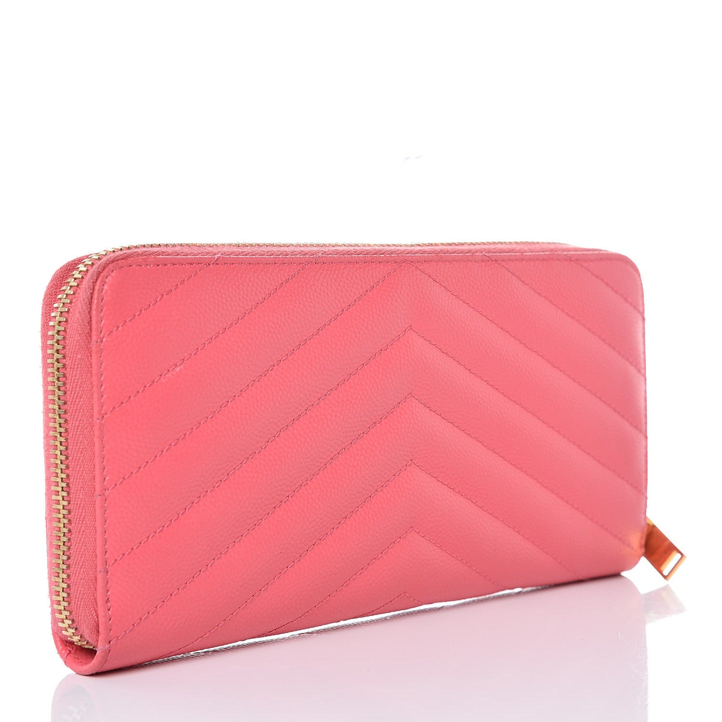 Grain De Poudre Matelasse Chevron Monogram Zip Around Wallet Rose Clair