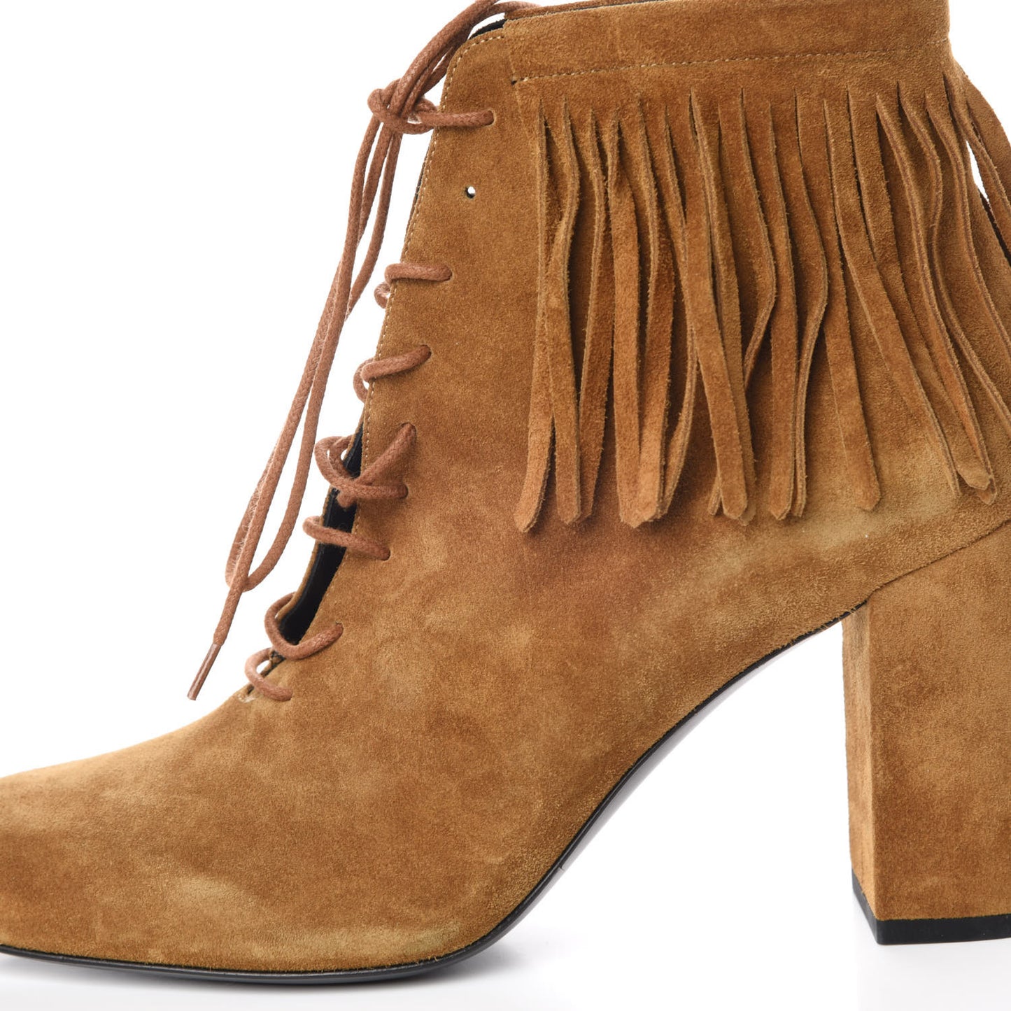 Suede Babies 90 Fringe Ankle Boots 38.5 Light Tan