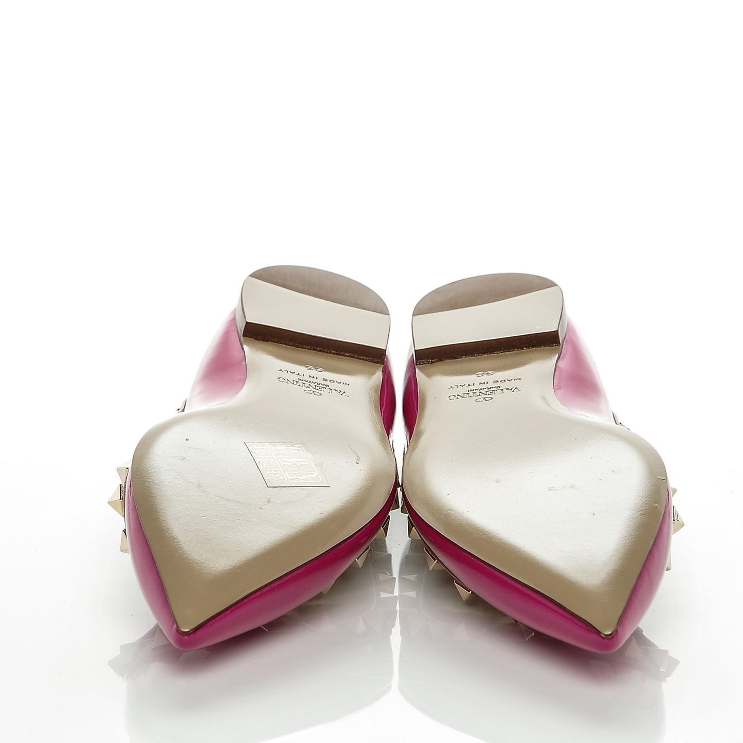 Patent Nappa Rockstud Ballerina Flats 35 Fuxia Poudre