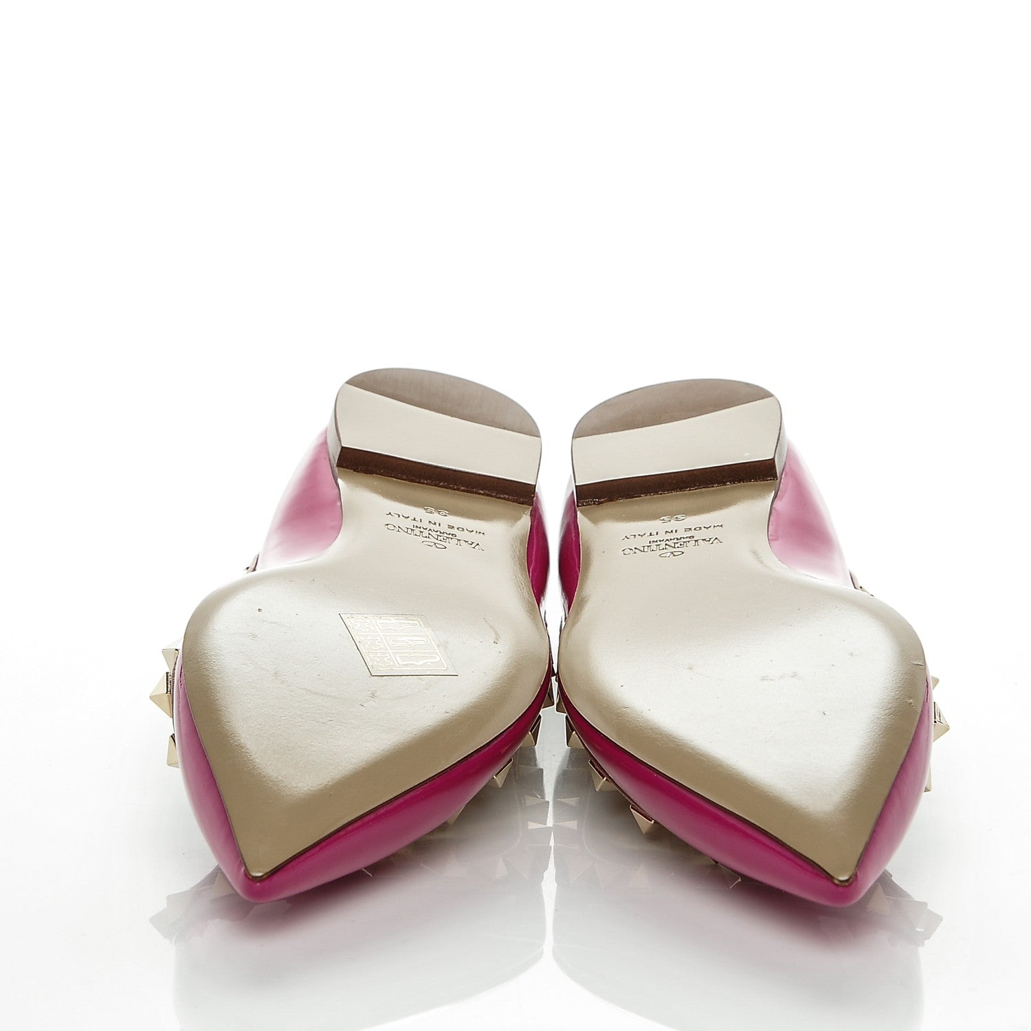 Valentino Garavani Patent Nappa Rockstud Ballerina Flats 35 Fuxia Poudre 5 of 7