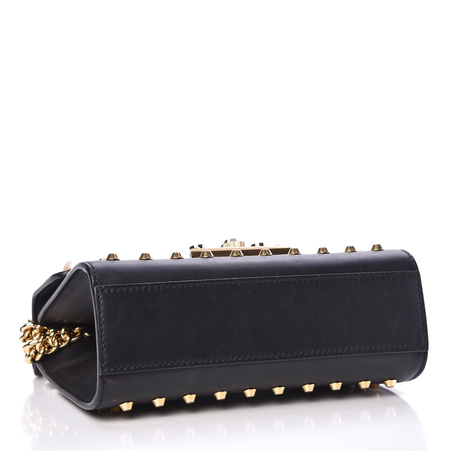Gucci Calfskin Studded Small Padlock Shoulder Bag Black 5 of 8