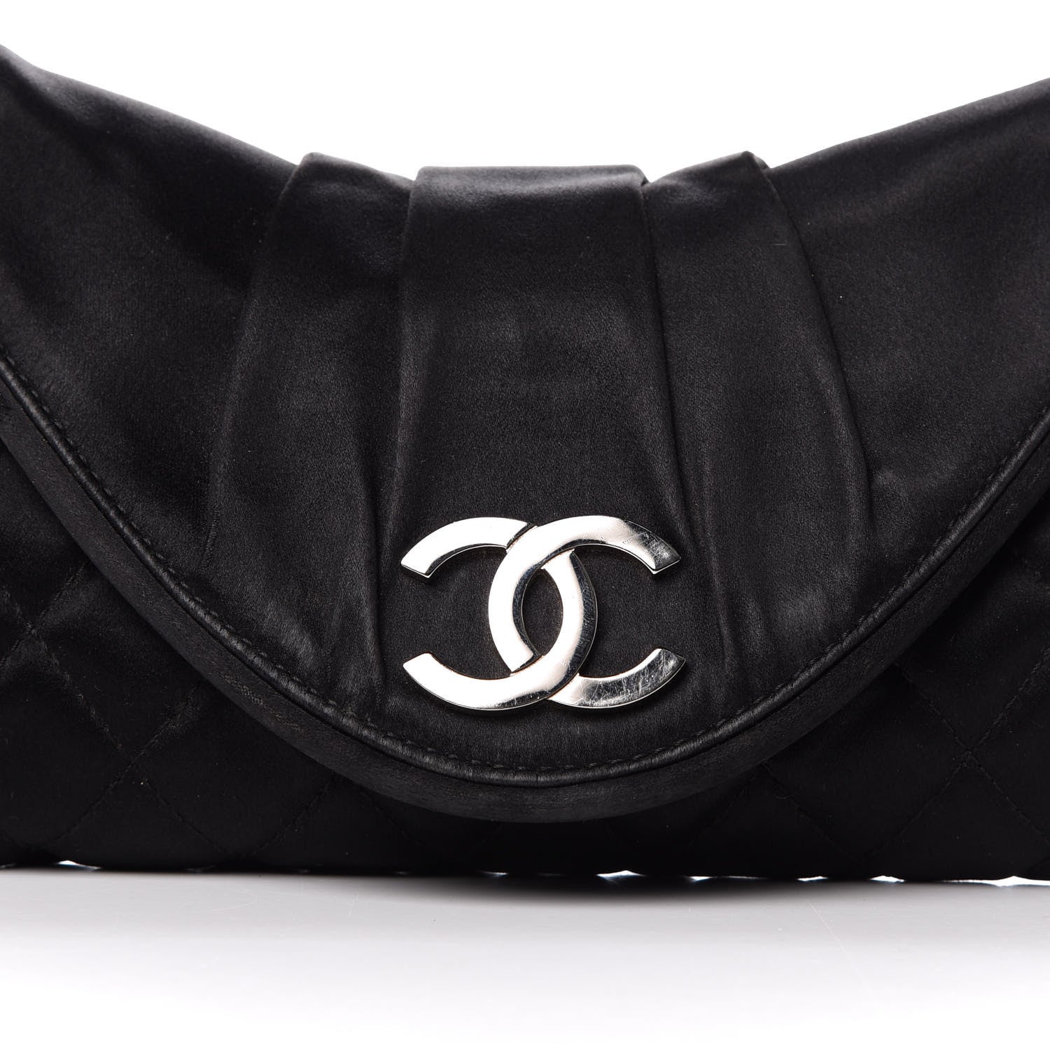 Chanel Satin Quilted Flap Clutch Black 9 of 9