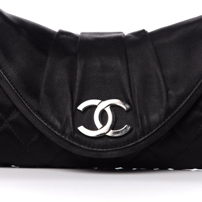 Chanel Satin Quilted Flap Clutch Black 9 of 9