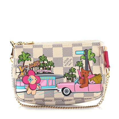 Louis Vuitton Damier Azur 2021 Christmas Animation Hollywood Mini Pochette Accessories Fuchsia 1 of 10