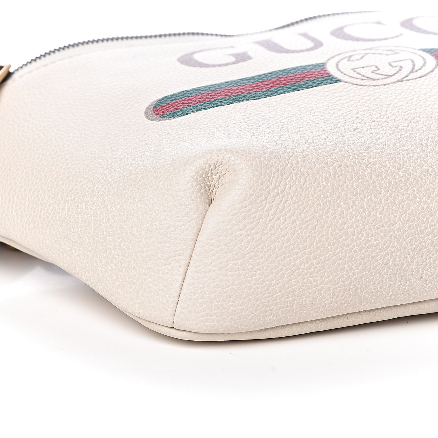 Grained Calfskin Logo Belt Bag White
