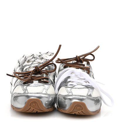 Miu Miu X NEW BALANCE Metallic Calfskin Mesh 530 SL Sneakers 37.5 Argento 3 of 11