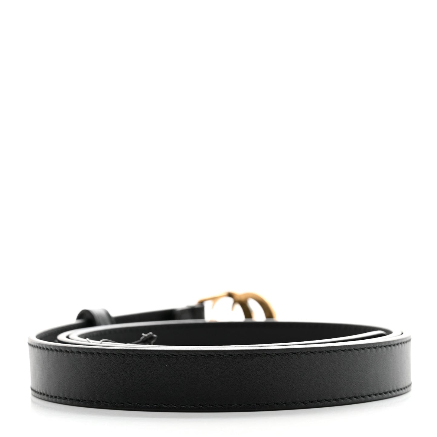 Calfskin Pearl Double G 20mm Belt 95 38 Black Cream