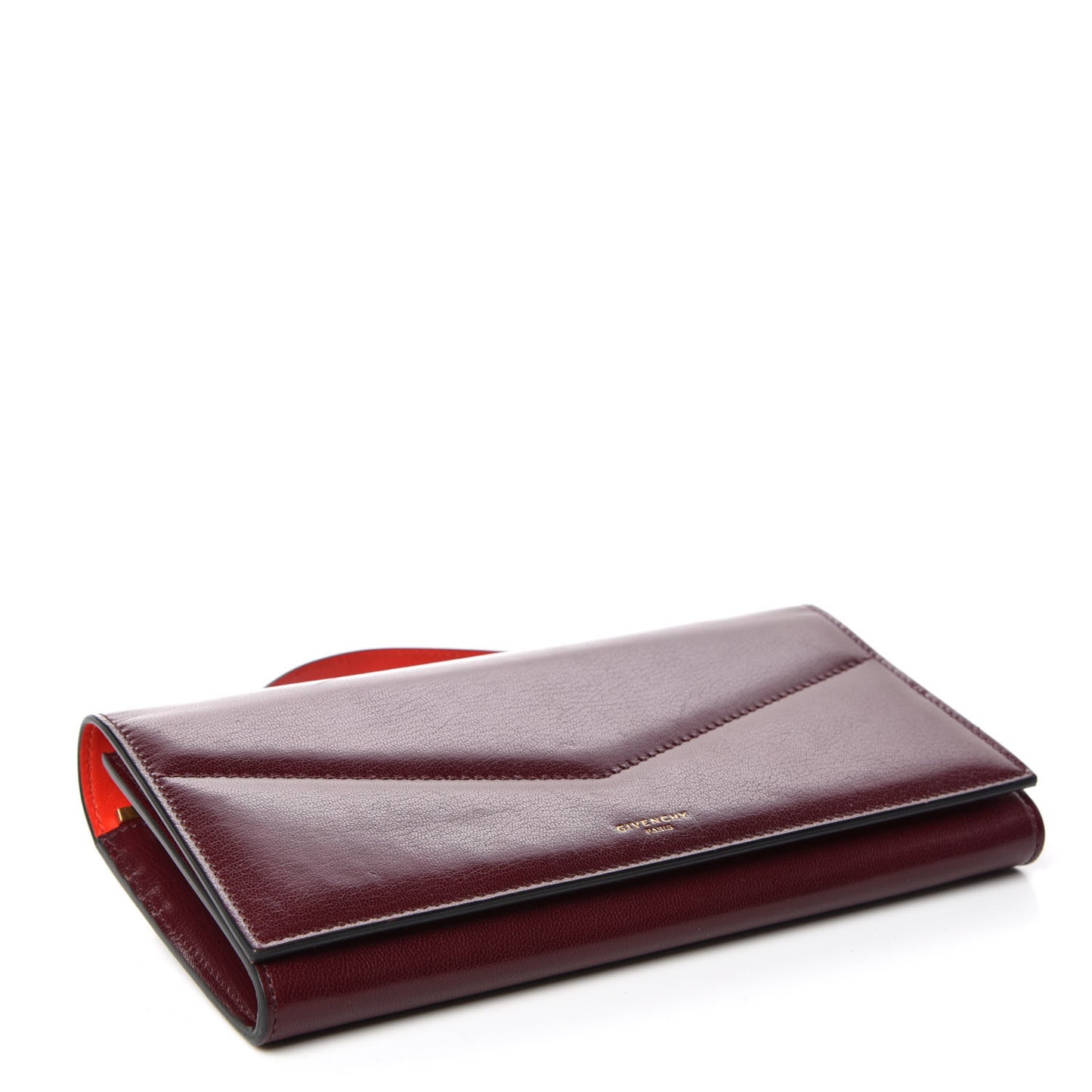 Goatskin Edge Chain Wallet Aubergine