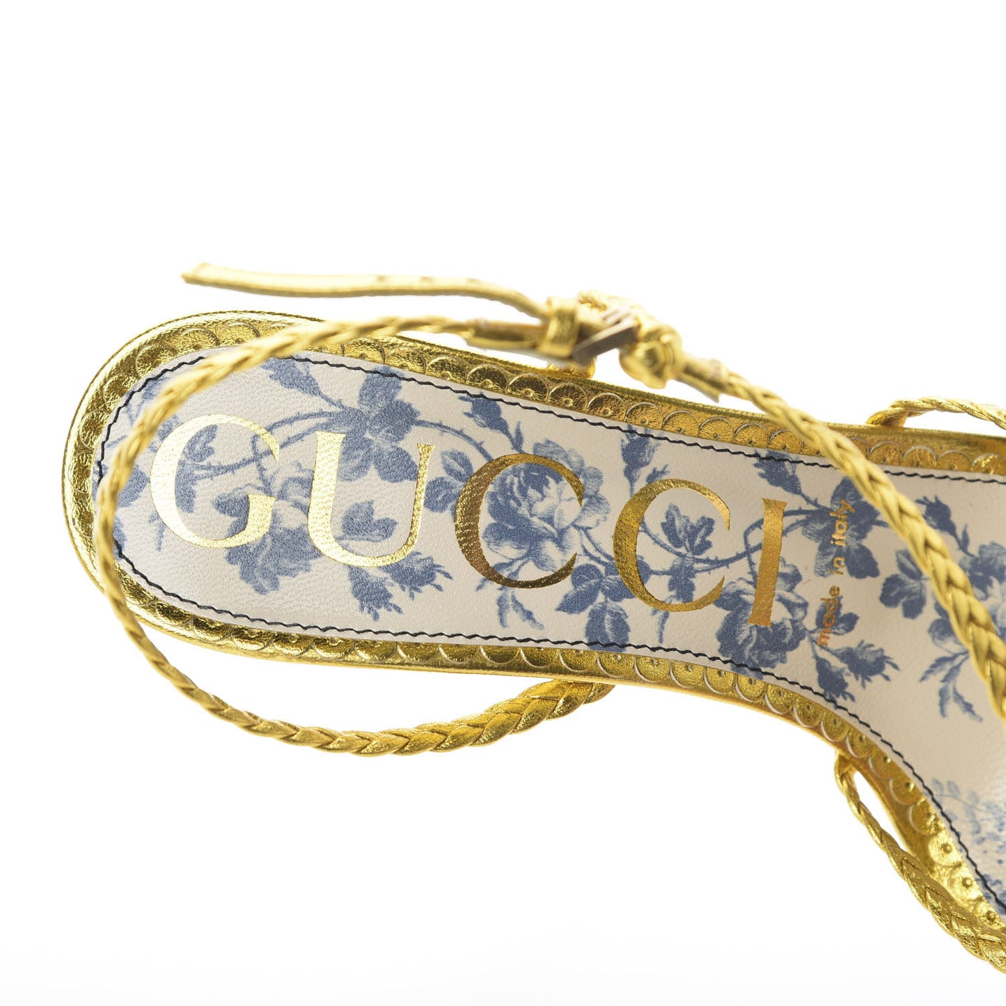 Metallic Nappa Braided Haines High Heel Sandals 37.5 Gold