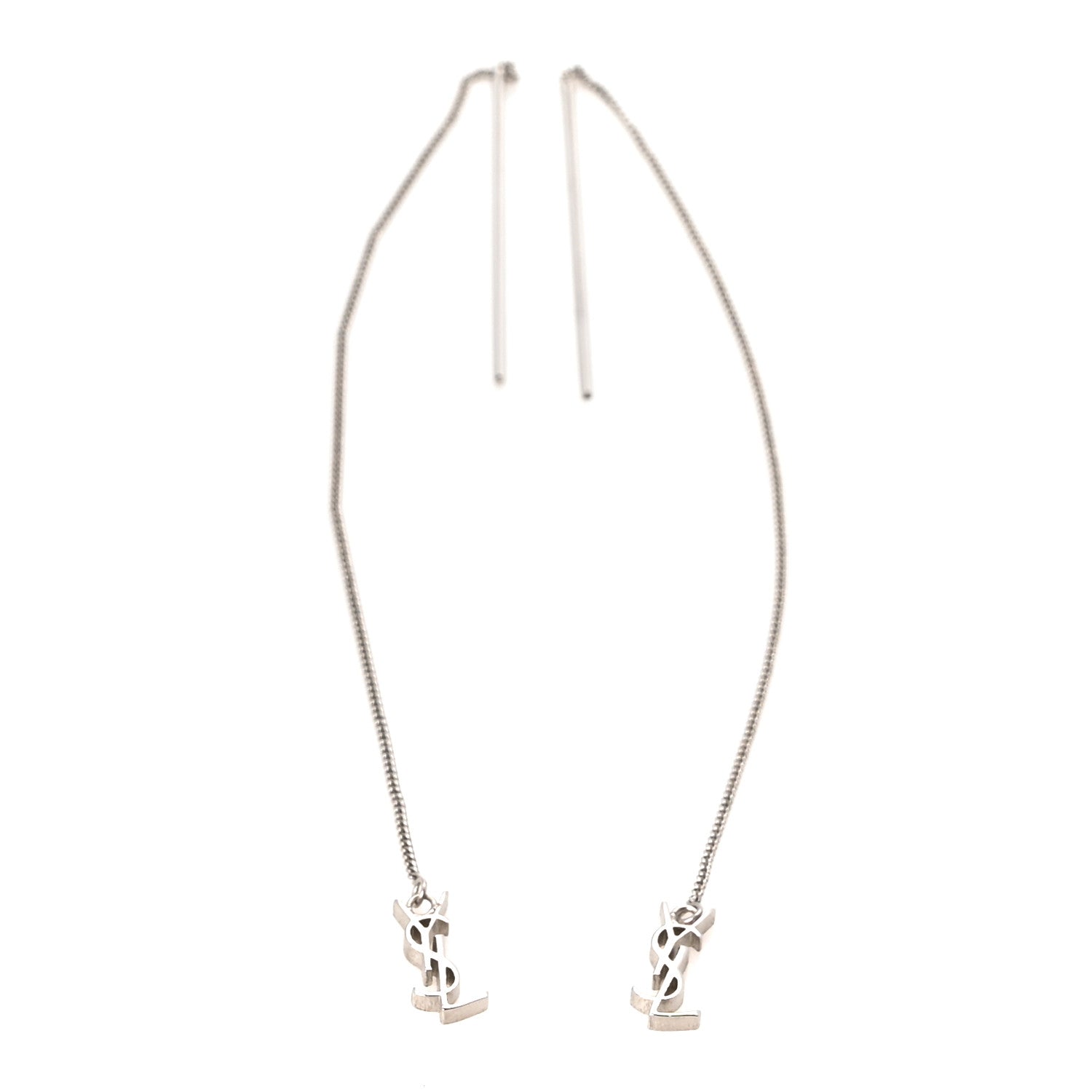 Saint Laurent Monogram Drop Earrings Silver 4 of 4