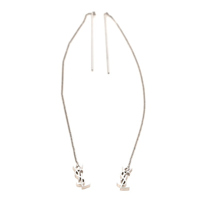 Saint Laurent Monogram Drop Earrings Silver 4 of 4