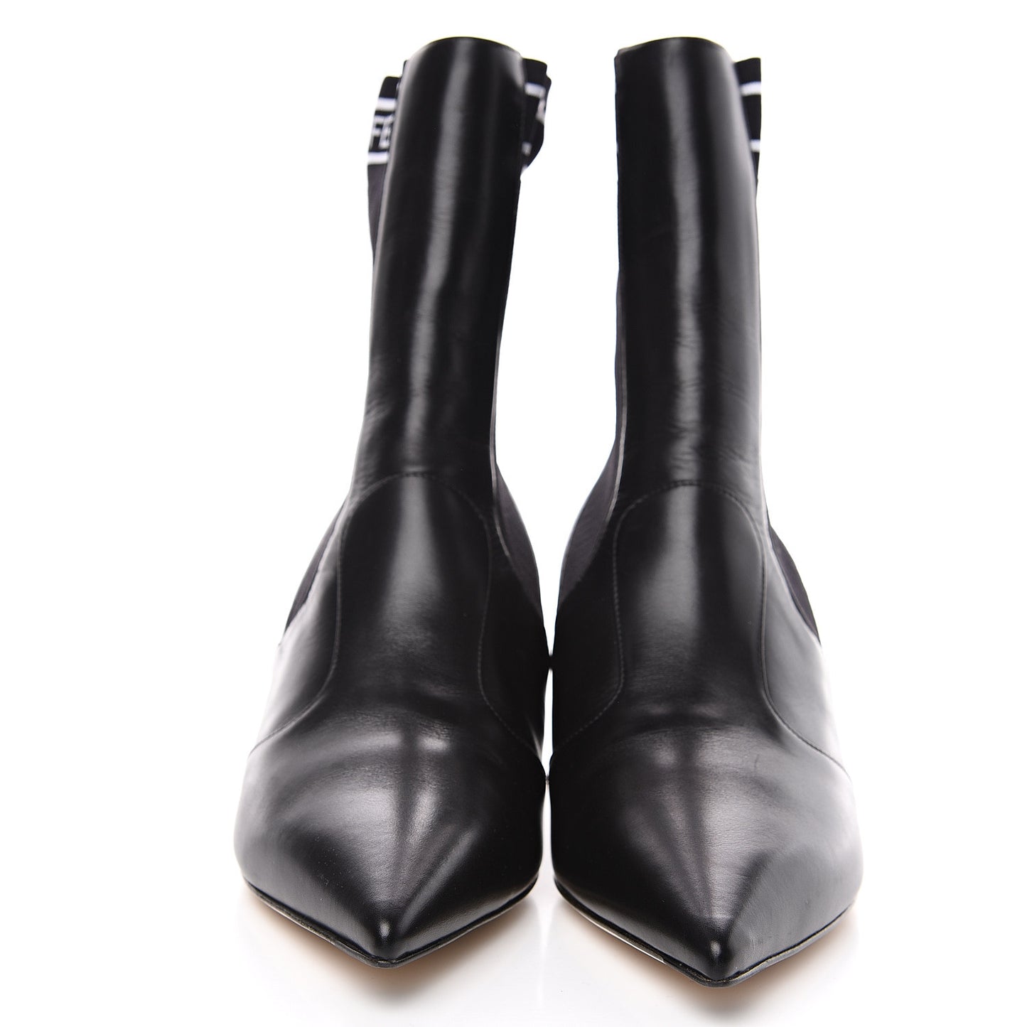 Vitellino Stretch Fabric Logo Rockoko Low Heel Sock Boots 40.5 Black White